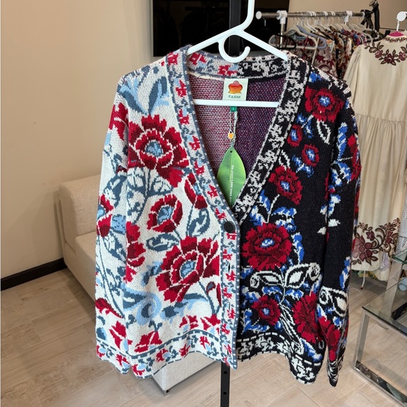 Farm Rio: Black Mixed Valentina V Neck Knit Cardigan - Picture 9 of 10